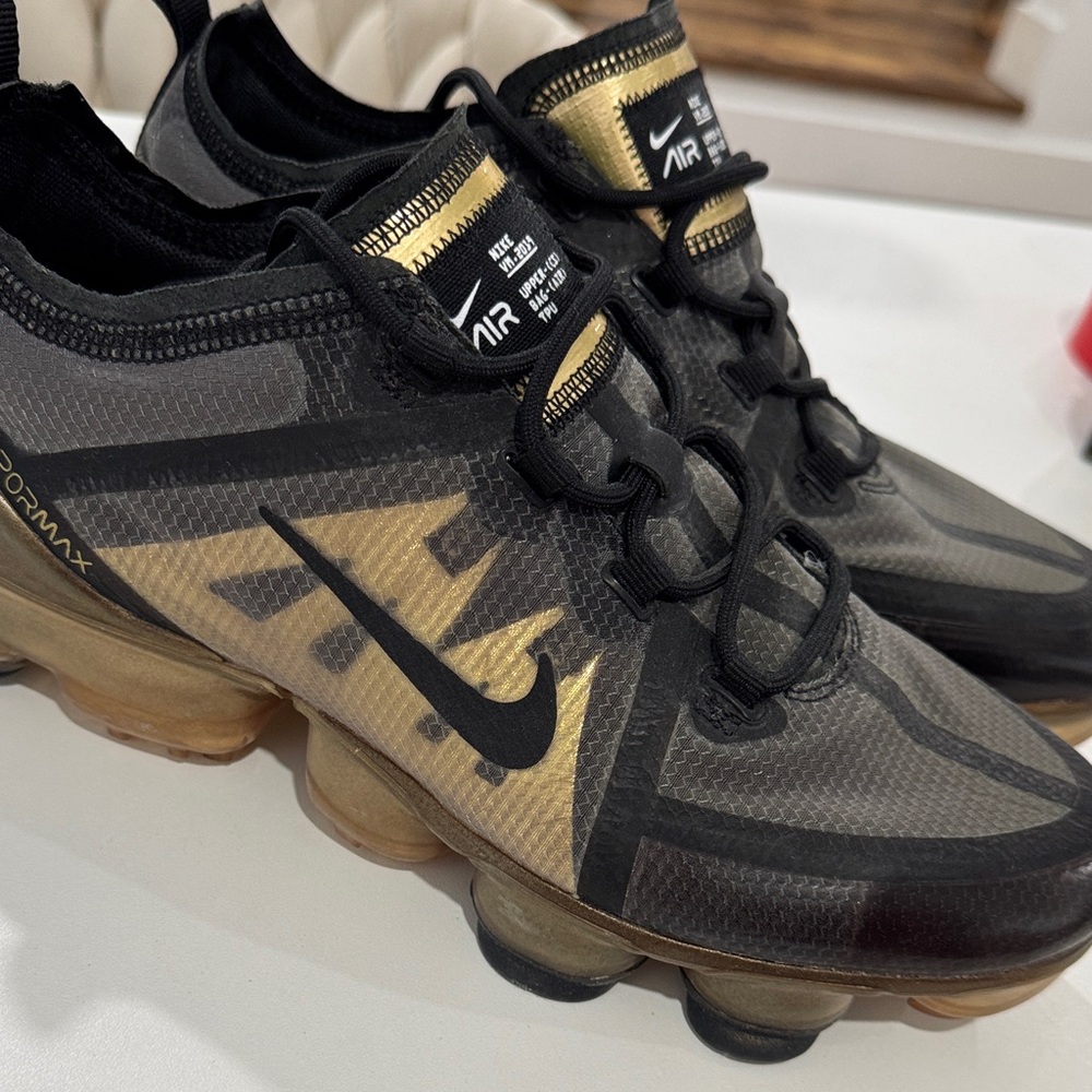 Nike Vapormax Black and Gold Shoes